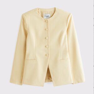 Abercrombie & Fitch Collarless Suiting Blazer – Butter Yellow (Size L)